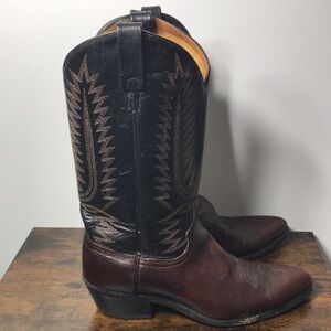 ACME Mens Stitched Western Cowboy Boots 11 D Dark Brown Cherry Chore Rodeo Barn